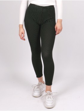 Green Polka Dots Print Stretchy Legging
